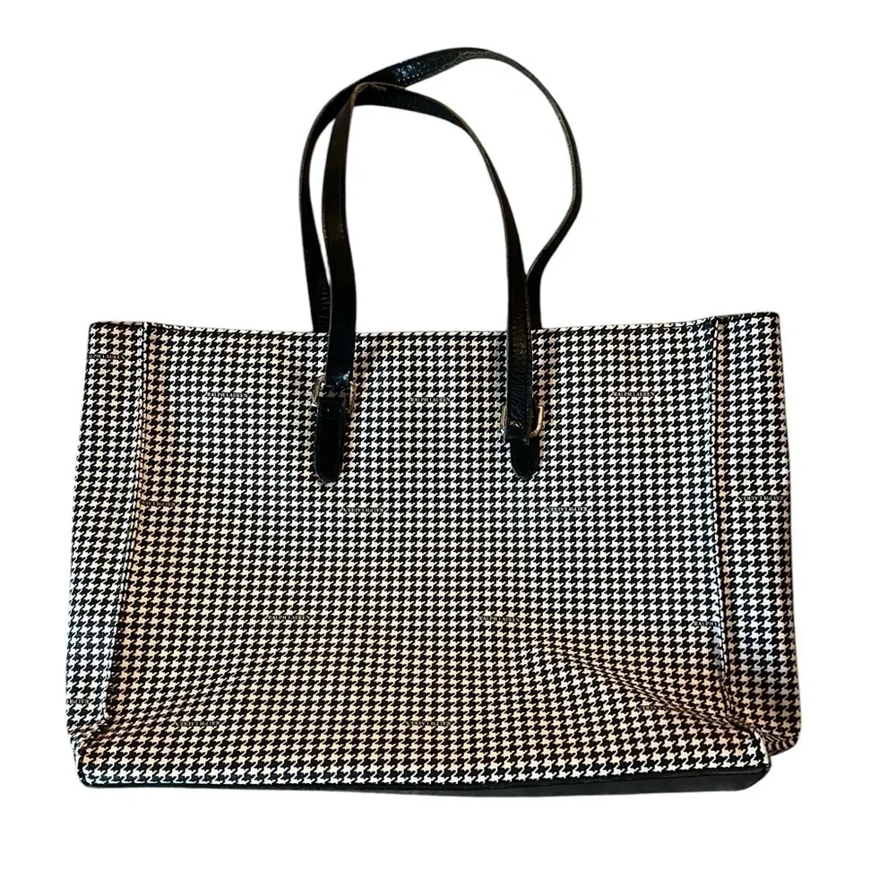 Ralph Lauren Herringbone Logo Tote , Black & Cream